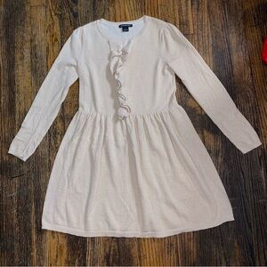 Something Navy Cream With Gold Specs long sleeve sweater dress size 8